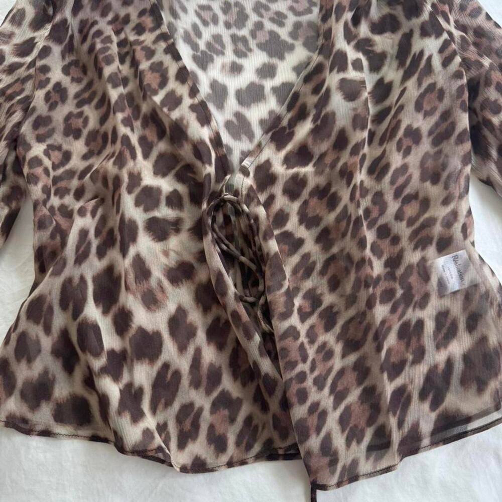 Reformation leopard print blouse with tie detail - Picture 3 of 4